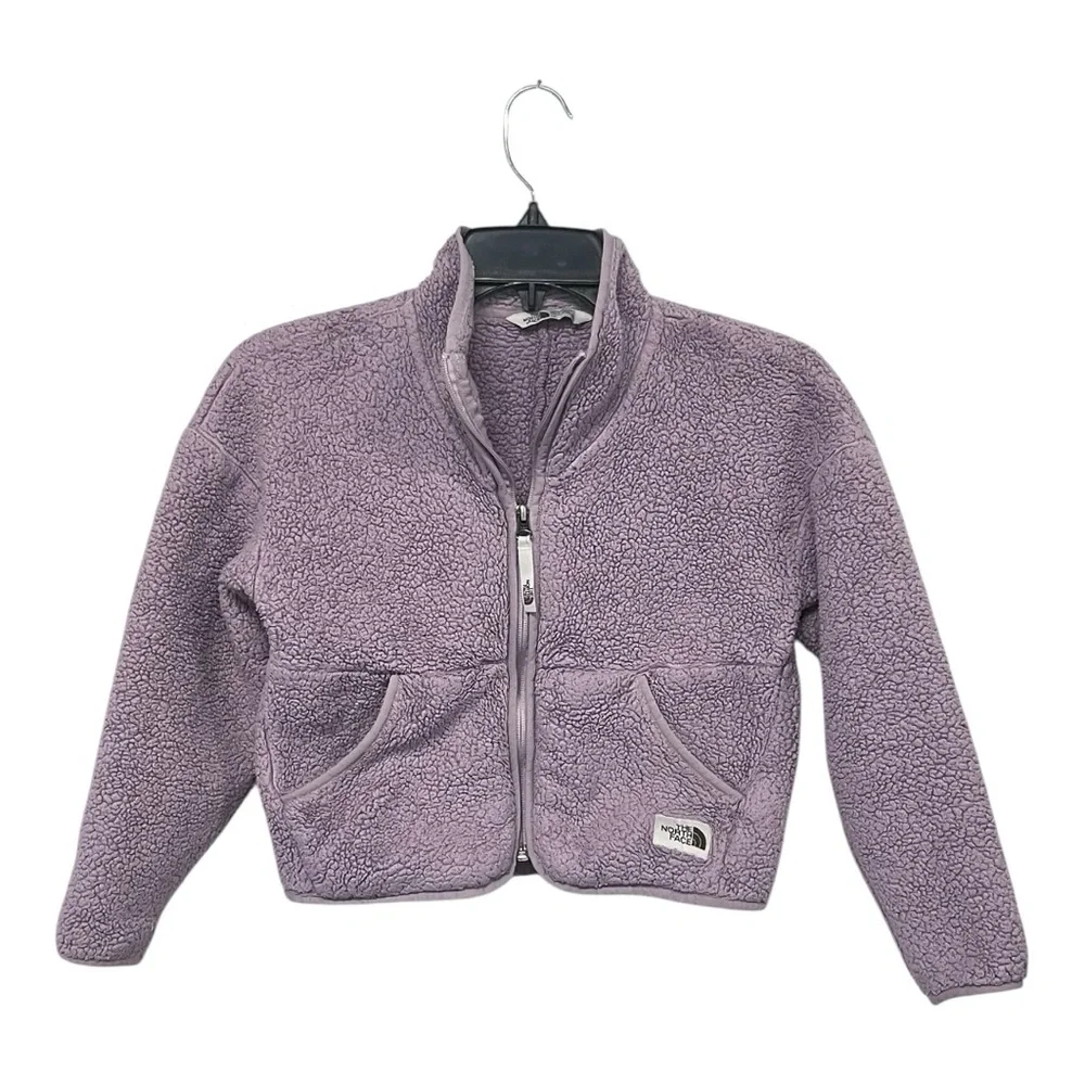 The North Face |‎ Girl's Fleece Sherpa Purple Lilac Bomber Jacket S 7-8